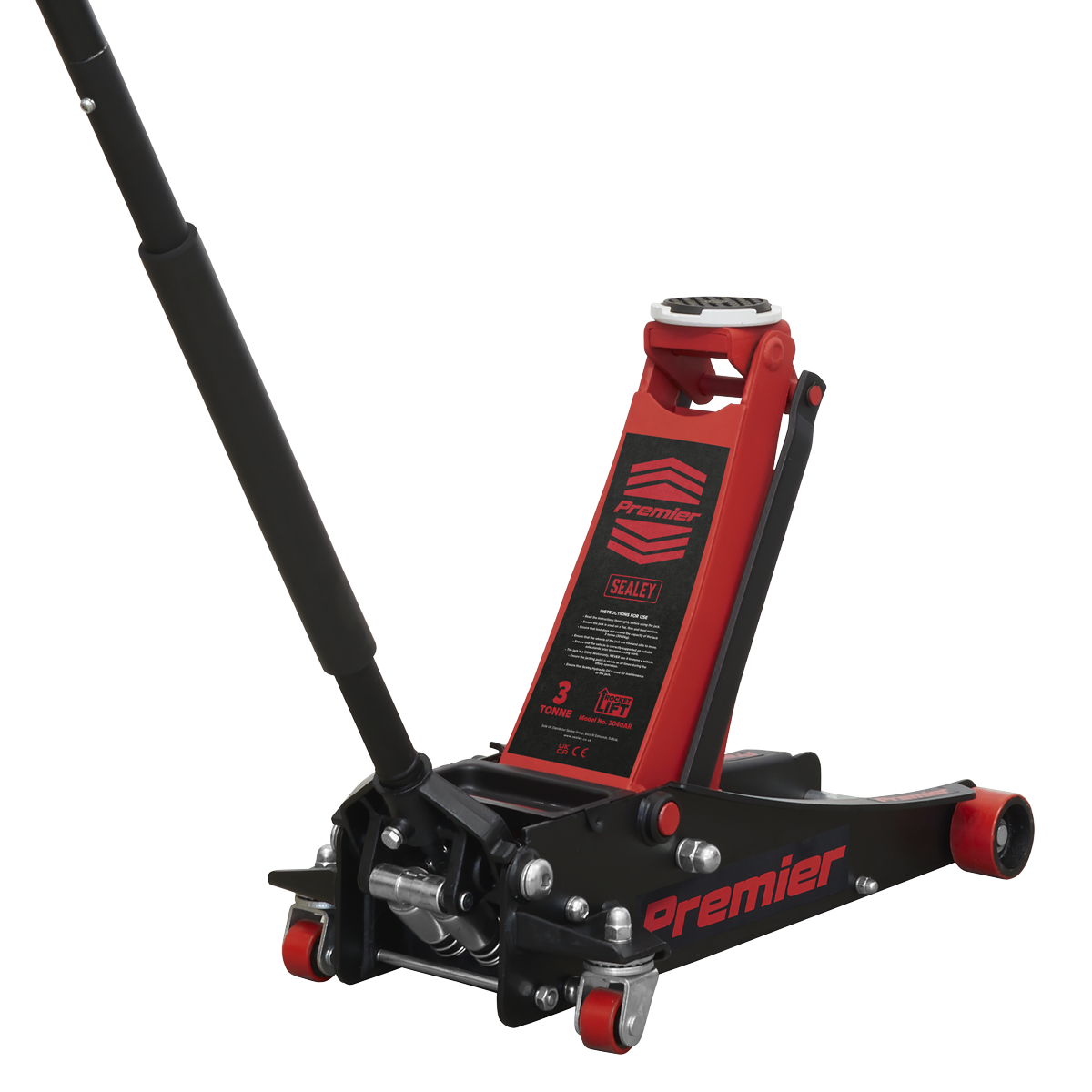 Sealey Trolley Jack 3 Tonne Low Profile Rocket Lift Red 3040AR