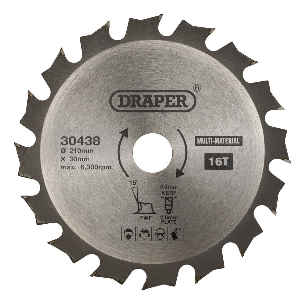 Draper Tools TCT Multi-Purpose Circular Saw Blade, 210 x 30mm, 16T