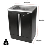 Draper Tools Bunker Modular Floor Cabinet With Sink, 2 Door, 680mm