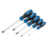 Draper Tools Soft Grip Screwdriver Set, 3 x Plain Slot, 1 x Cross Slot, 1 x PZ Type (5 Piece)