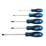 Draper Tools Soft Grip Screwdriver Set, 3 x Plain Slot, 1 x Cross Slot, 1 x PZ Type (5 Piece)