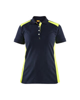 Blaklader Women's Polo Shirt 3390 #colour_dark-navy-blue-hi-vis-yellow