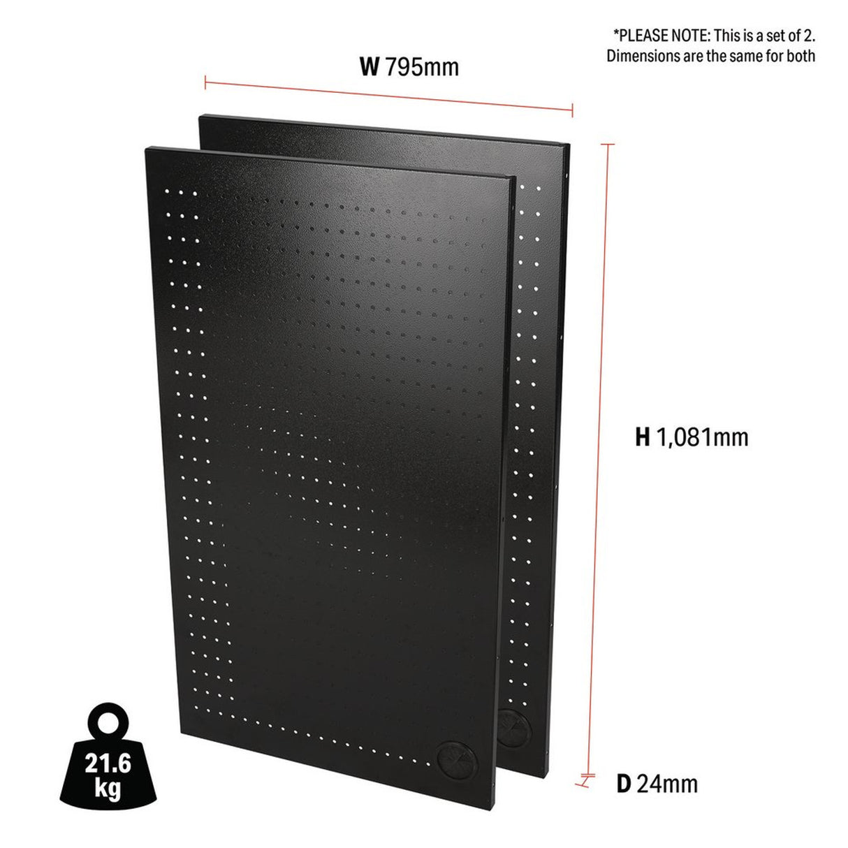 Draper Tools Bunker Modular Corner Unit Back Panels/Pegboards, 795mm (Pair)