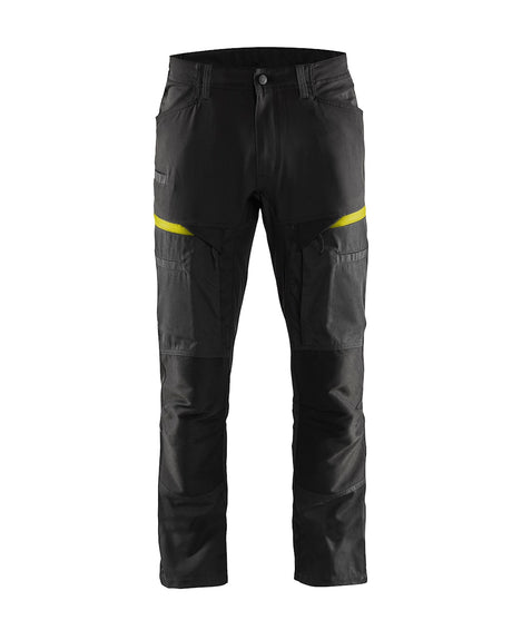 Blaklader Service Trousers with Stretch 1456 #colour_black-hi-vis-yellow