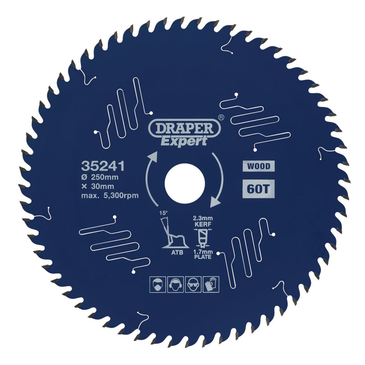 Draper Tools Expert TCT Circular Saw Blade For Wood With PTFE Coating, 250 x 30mm, 60T