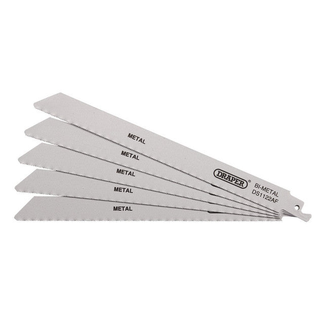 Draper Tools Bi-Metal Reciprocating Saw Blades For Metal Cutting, 225mm, 24tpi (Pack Of 5)