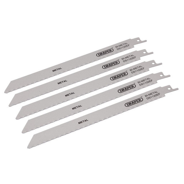 Draper Tools Bi-Metal Reciprocating Saw Blades For Metal Cutting, 225mm, 18tpi (Pack Of 5)