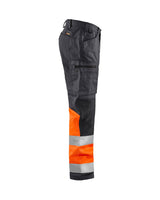 Blaklader Hi-Vis Trousers with Stretch 1551 - Mid Grey/ Hi-Vis Orange