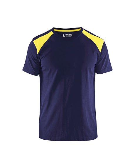 Blaklader T-Shirt 3379 #colour_navy-blue-hi-vis-yellow