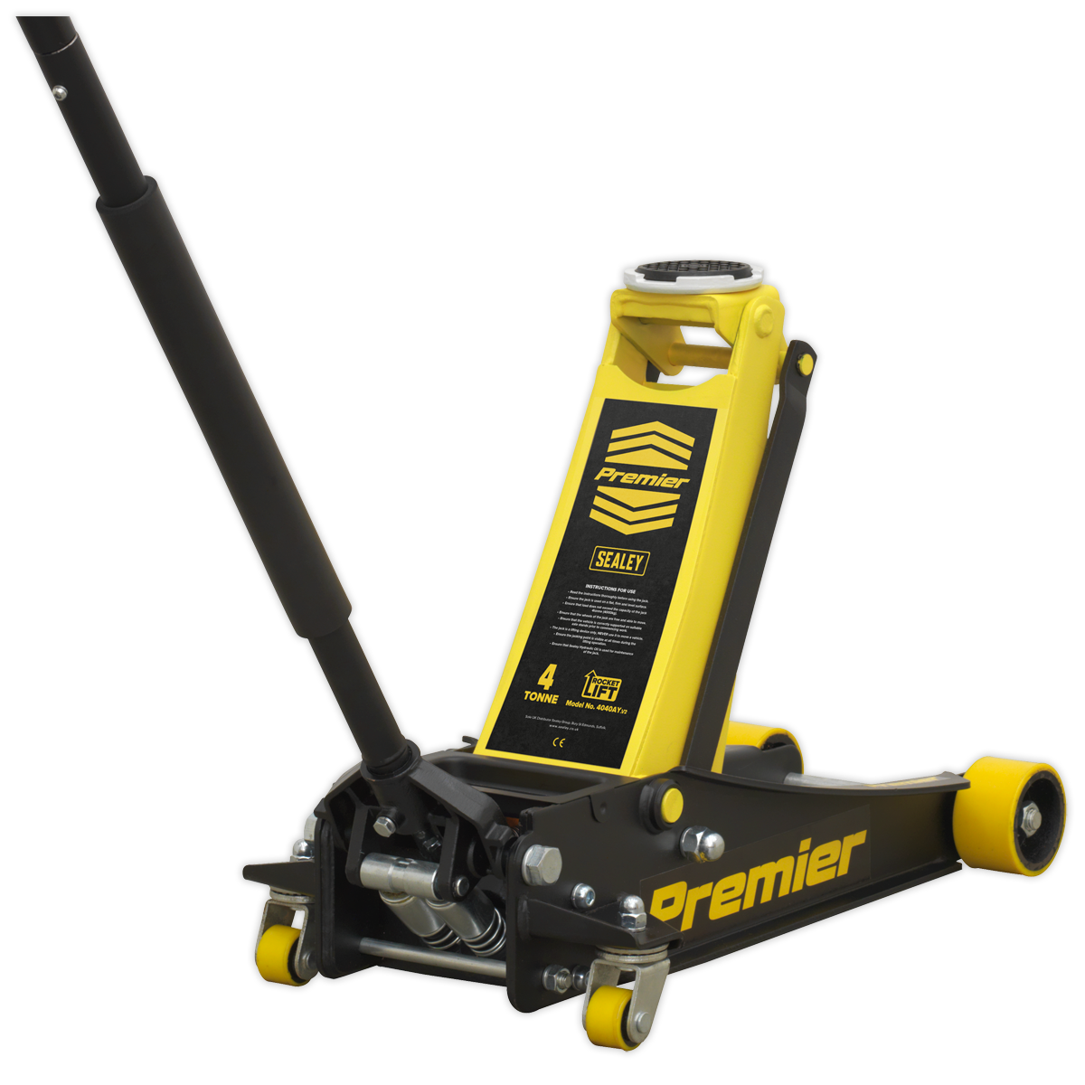 Sealey Trolley Jack 4 Tonne Low Profile Rocket Lift Yellow