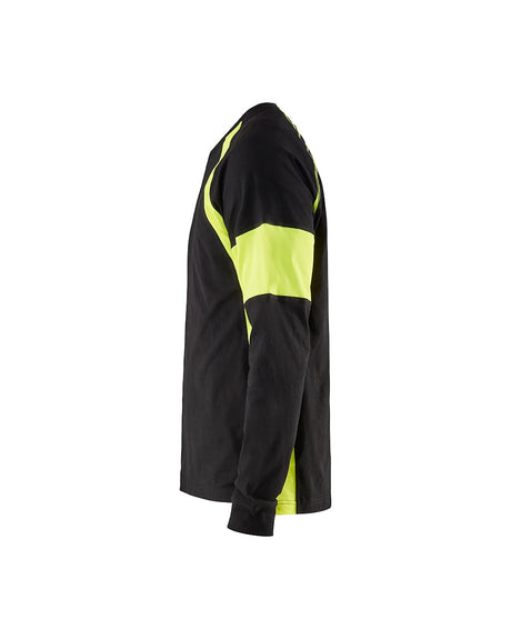 Blaklader Long Sleeved T-Shirt 3520 #colour_black-hi-vis-yellow