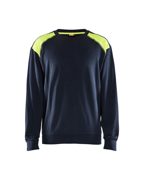 Blaklader Sweatshirt 3580 #colour_dark-navy-hi-vis-yellow