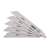 Draper Tools Bi-Metal Reciprocating Saw Blades For Metal Cutting, 150mm, 24tpi (Pack Of 5)