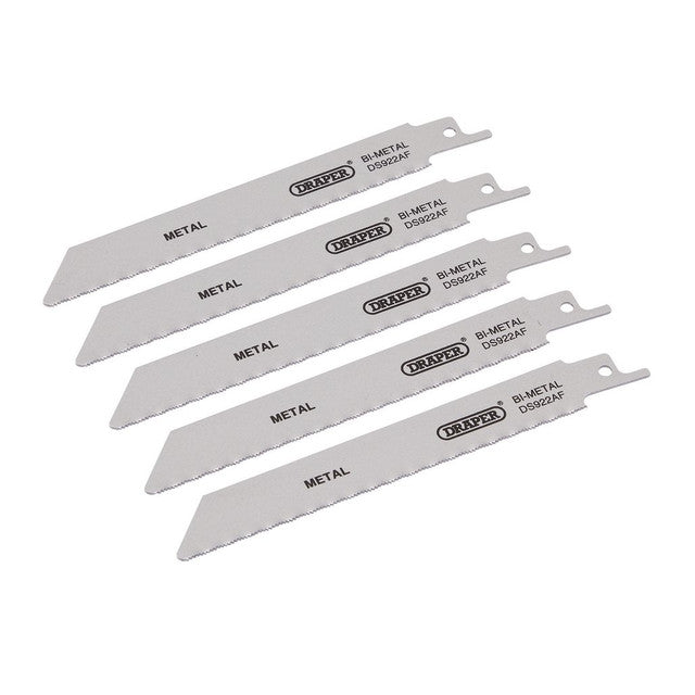 Draper Tools Bi-Metal Reciprocating Saw Blades For Metal Cutting, 150mm, 24tpi (Pack Of 5)