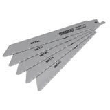 Draper Tools Bi-Metal Reciprocating Saw Blades For Metal, 150mm, 14tpi (Pack Of 5)