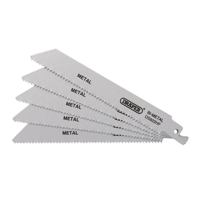 Draper Tools Bi-Metal Reciprocating Saw Blades For Metal, 150mm, 10tpi (Pack Of 5)