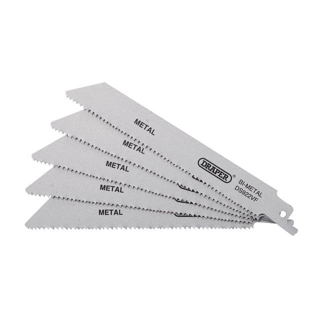 Draper Tools Bi-Metal Reciprocating Saw Blades For Metal, 150mm, 10-14tpi (Pack Of 5)