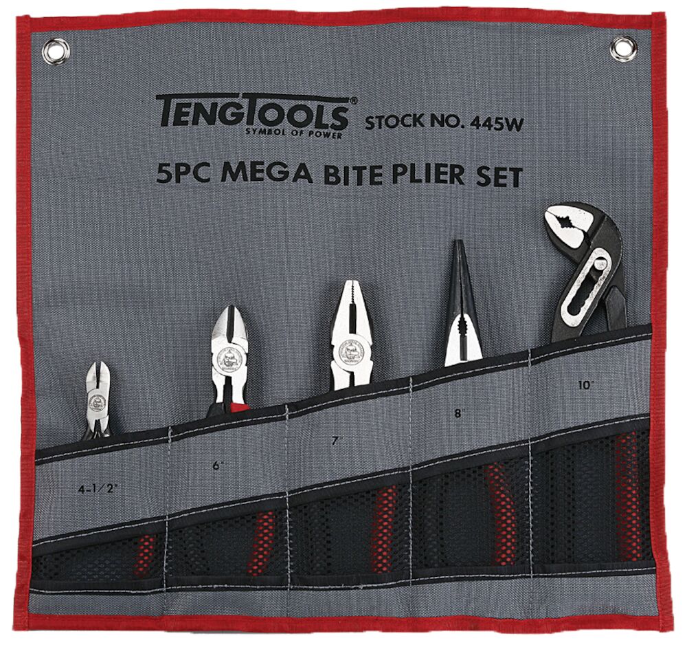 Teng Tools Plier Set Tool Roll 5 Pieces