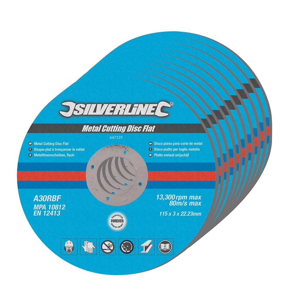 Silverline Metal Cutting Discs Flat 10Pk