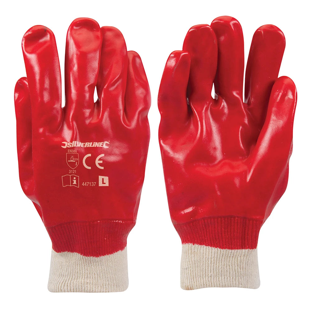 Silverline Red PVC Gloves