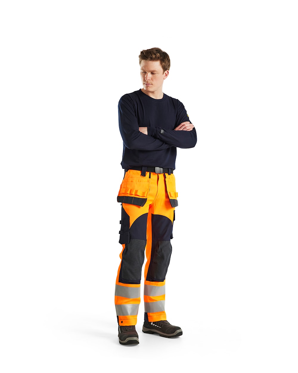 Blaklader Multinorm Inherent Trousers 1589 #colour_orange-navy-blue