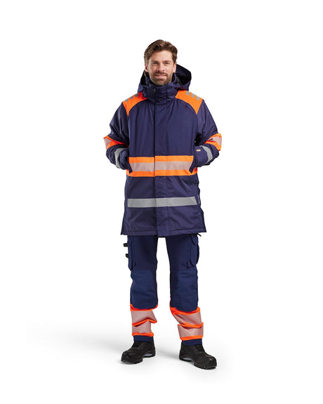 Blaklader Winter Parka Hi-Vis 4485 #colour_navy-blue-orange