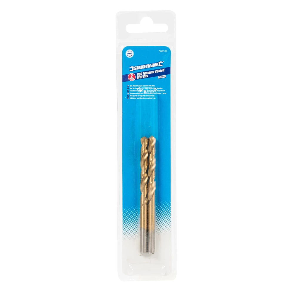 Silverline HSS Titanium-Coated Drill Bits 2Pk