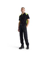 Blaklader Industry Trousers Stretch with Knee Pad Pockets 1448 - Black/Hi-vis yellow #colour_black-hi-vis-yellow