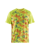 Blaklader T-Shirt Function Camo 3425 #colour_hi-vis-yellow-grey