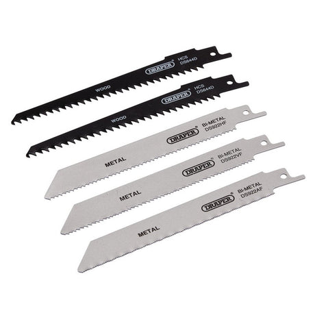 Draper Tools Assorted Reciprocating Saw Blades For Multi-Purpose Cutting, 150mm (Pack Of 5)