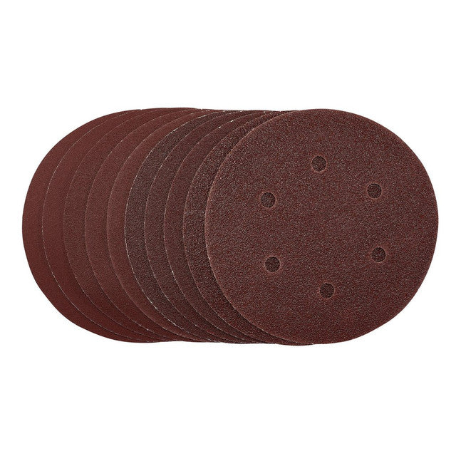 Draper Tools Sanding Discs, 150mm, Hook & Loop, Assorted Grit, (Pack Of 10)