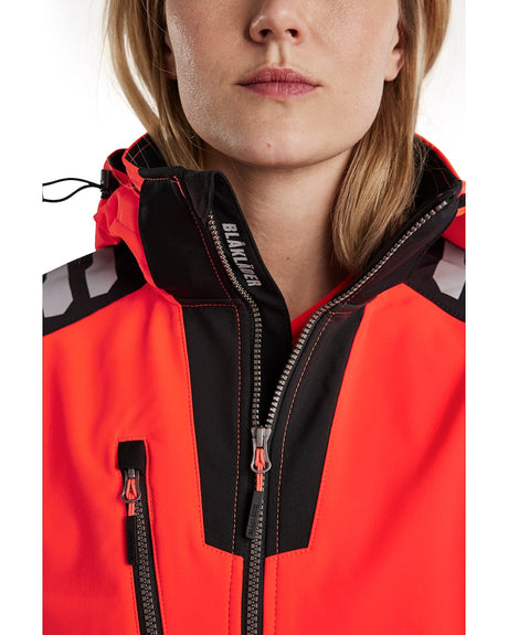 Blaklader Women's Hi-Vis Softshell Jacket 4791 #colour_red-hi-vis-black