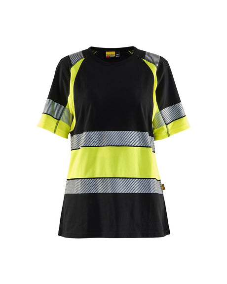 Blaklader Women's Hi-Vis T-Shirt 3410 #colour_black-hi-vis-yellow
