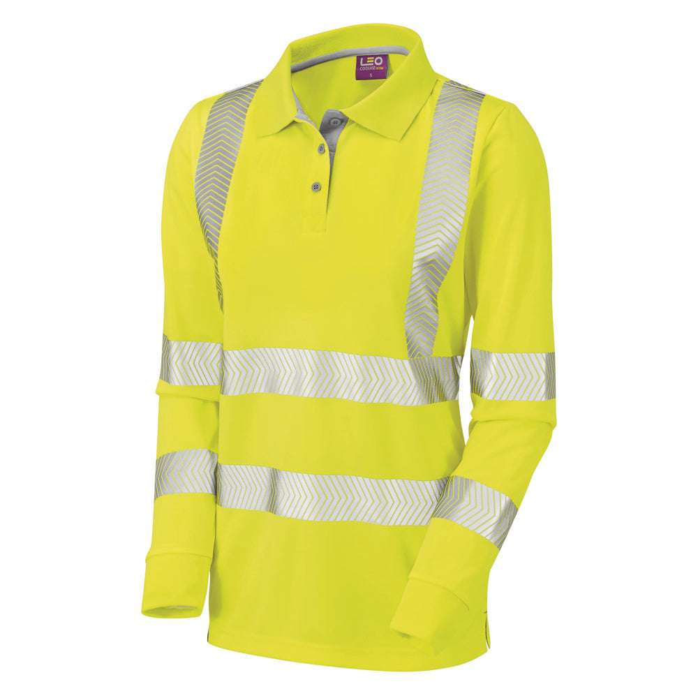 Leo Workwear POLLYFIELD Leo EcoViz Performance+ Womens Sleeved Polo Shirt