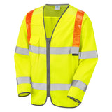 Leo Workwear BARBROOK Leo EcoViz Sleeved Waistcoat with Red Braces