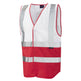 Leo Workwear PILTON Leo EcoViz Reflective Waistcoat - White/Standard Red