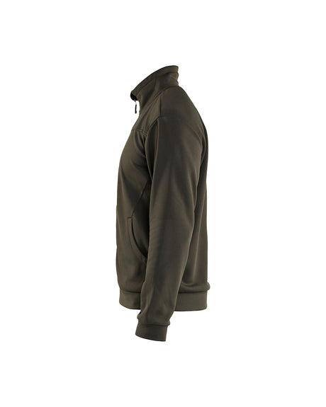 Blaklader Sweatshirt with Full Zip 3362 #colour_dark-olive-green-black