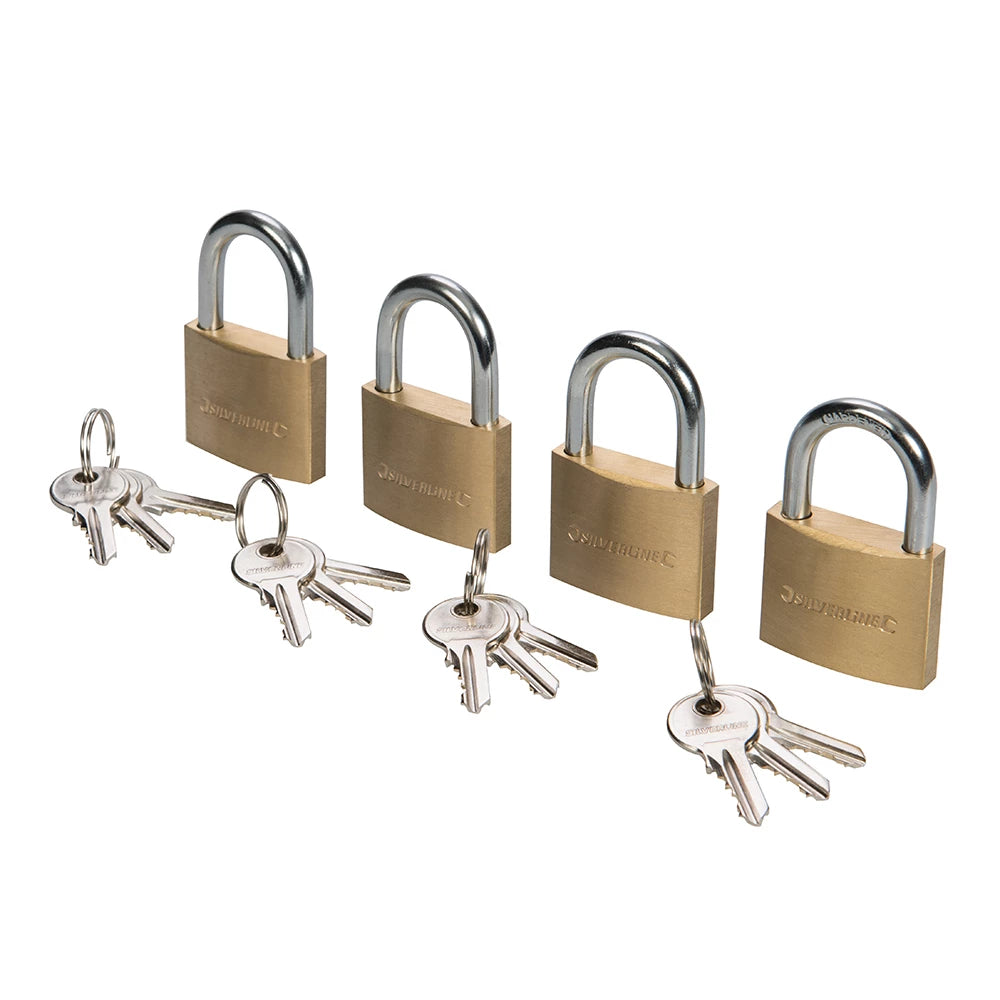 Silverline Brass Padlock Keyed Alike 4Pk