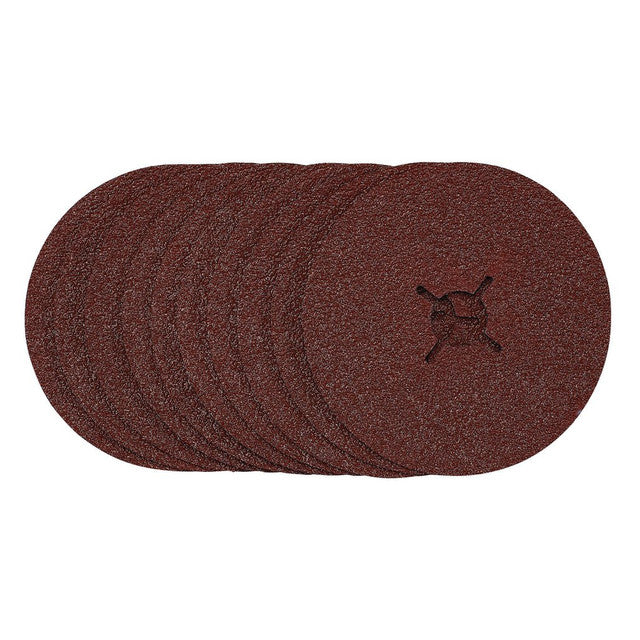 Draper Tools Fibre Sanding Discs, 125mm, 36 Grit, (Pack Of 10)