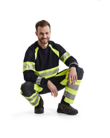 Blaklader Multinorm Inherent Trousers with Stretch 1487 #colour_navy-blue-hi-vis-yellow