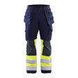 Blaklader Multinorm Craftsman Trousers 1479 #colour_navy-blue-hi-vis-yellow