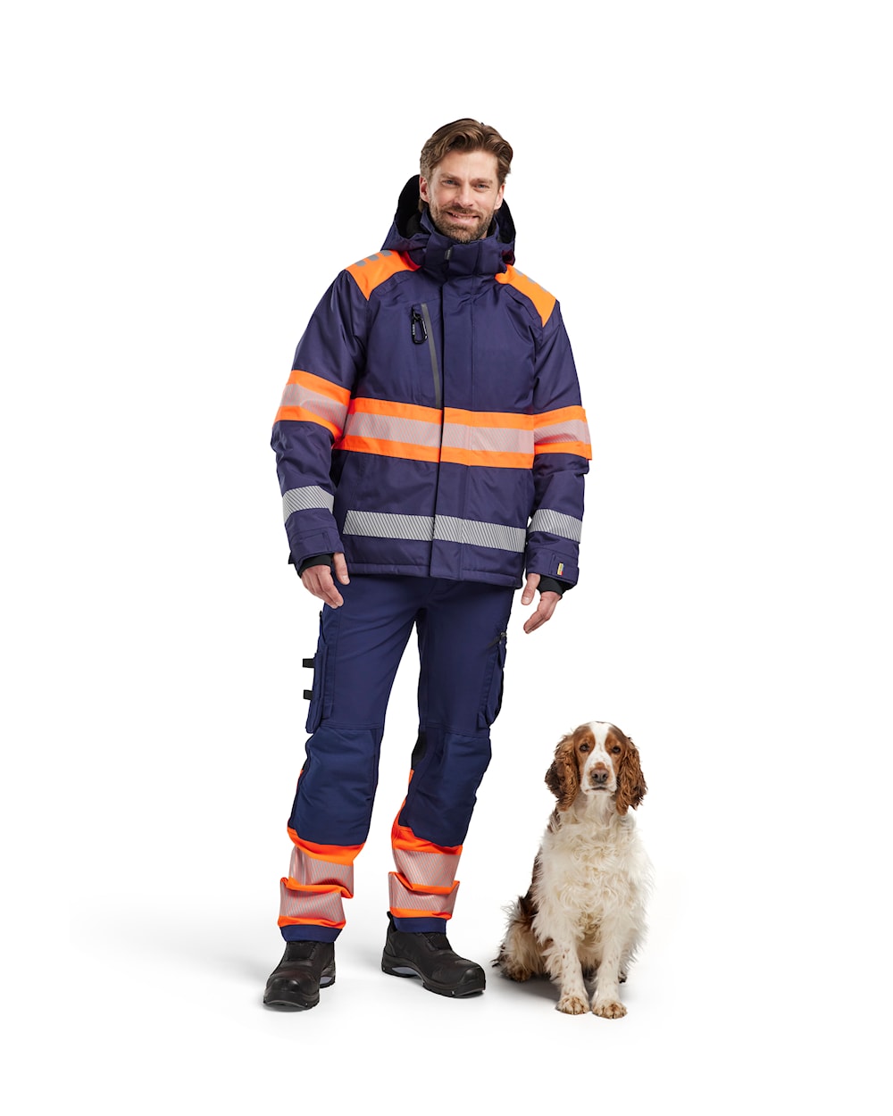 Blaklader Winter Jacket Hi-Vis 4480 #colour_navy-blue-orange