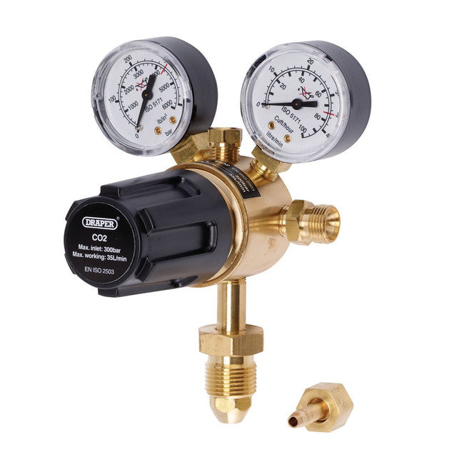 Draper Tools Industrial Gas Bottle Regulator With Double Gauge, 300 Bar