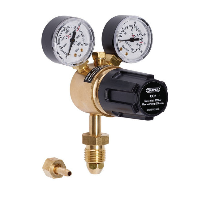 Draper Tools Industrial Gas Bottle Regulator With Double Gauge, 300 Bar