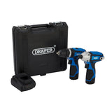 Draper Tools 12V Combi Drill & Impact Driver, 2 x 1.5Ah Batteries, 1 x Fast Charger