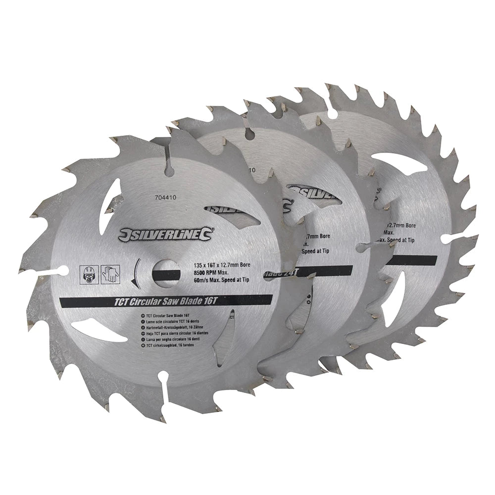 Silverline TCT Circular Saw Blades 16, 24, 30T 3Pk