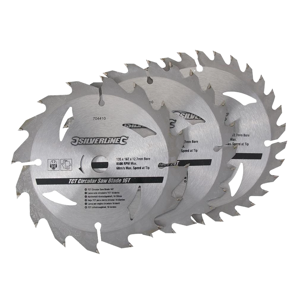 Silverline TCT Circular Saw Blades 16, 24, 30T 3Pk