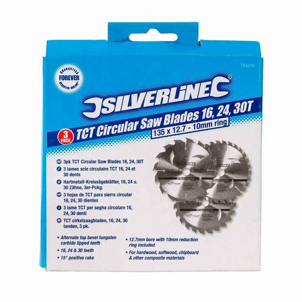 Silverline TCT Circular Saw Blades 16, 24, 30T 3Pk