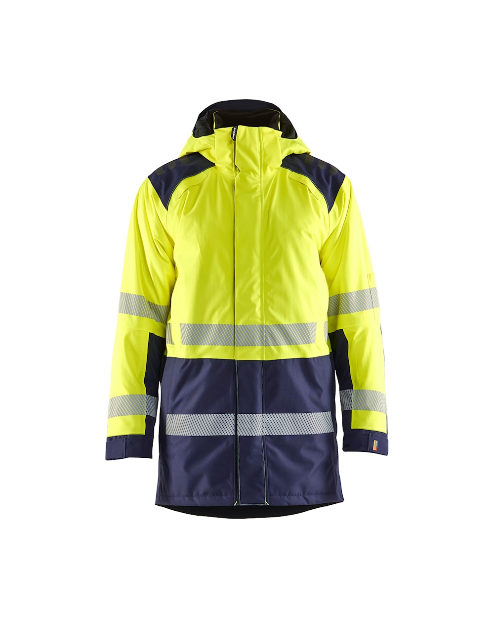 Blaklader Winter Parka Hi-Vis 4457 #colour_hi-vis-yellow-navy-blue