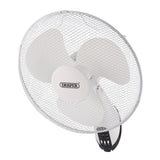 Draper Tools 230V Oscillating Wall Mounted Fan With Remote Control, 16"/400mm, 3 Speed
